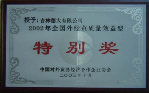 2002年全国外经贸质量效益型特别奖